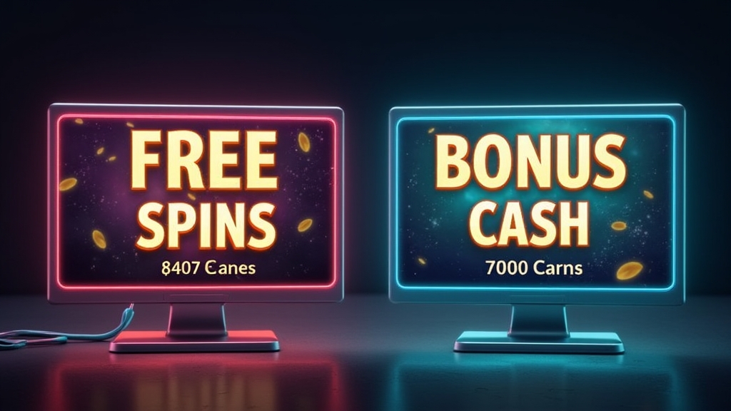 Side-by-side casino bonus offers comparing free spins and bonus cash for a fishing slot